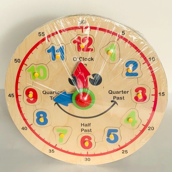 New Sealed Hape Wooden Colorful Happy Learning Clock Knob Puzzle Age 3+ - Picture 10 of 15
